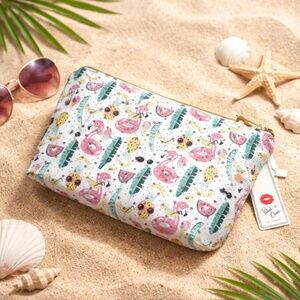 NWT Blush Crush Flamingo Cosmetics Bag PU Makeup Toiletry Zip Pouch Summer